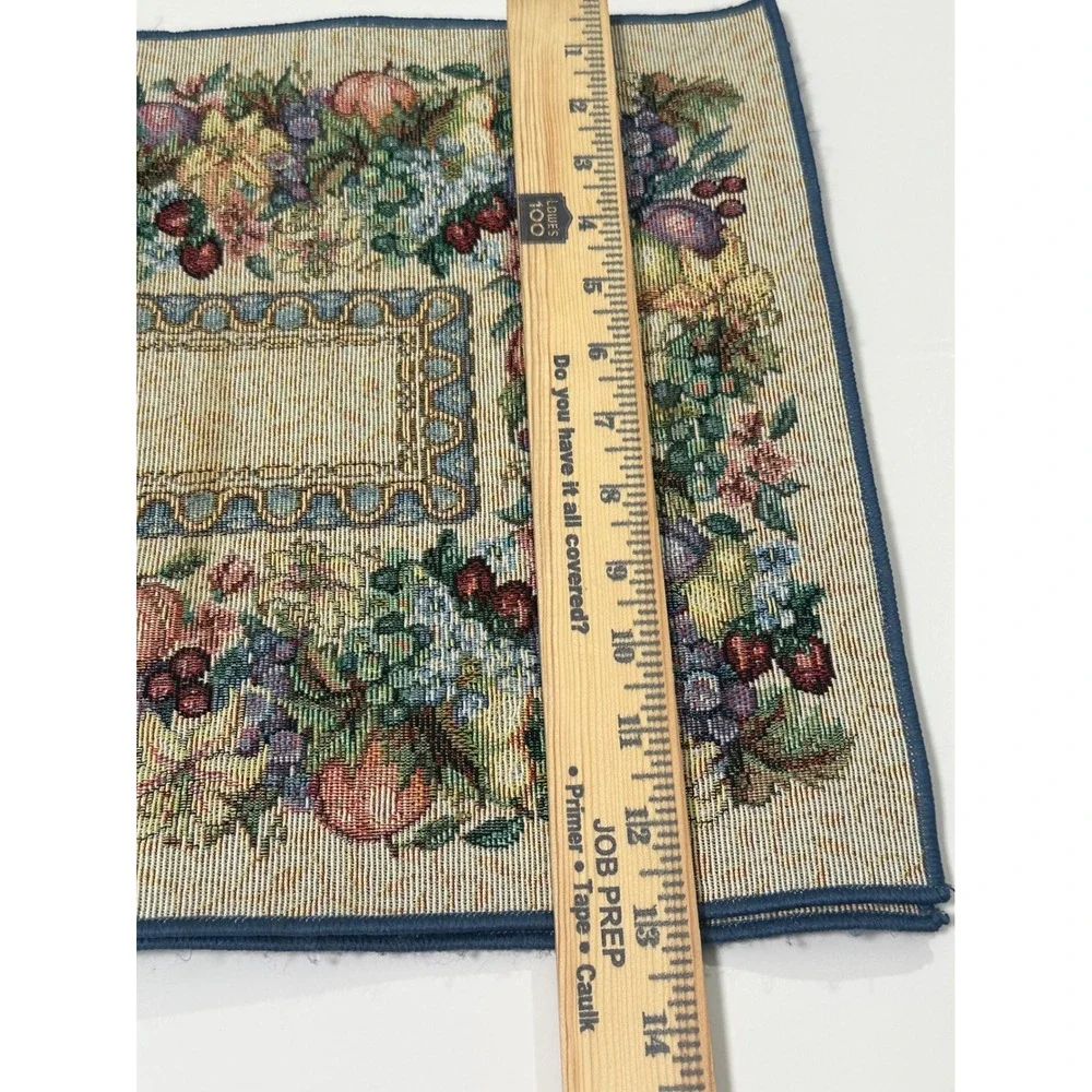 Vintage Fruit Floral Woven Tapestry Table Runner 70in & 3 Placemats Set